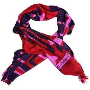 Coach Vibrant Red and‎ Pink Scarf